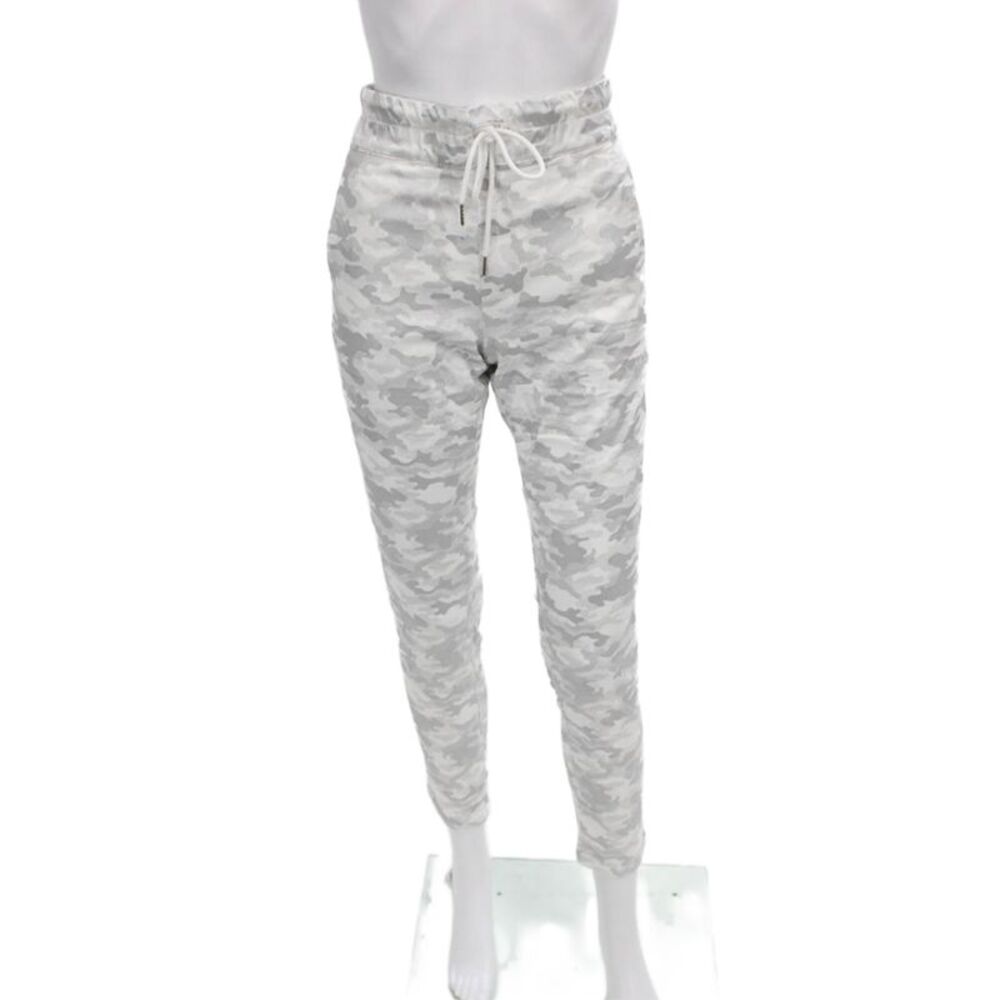 Flog Women Jogger Pants White Camouflage Drawstring Cotton Size 28